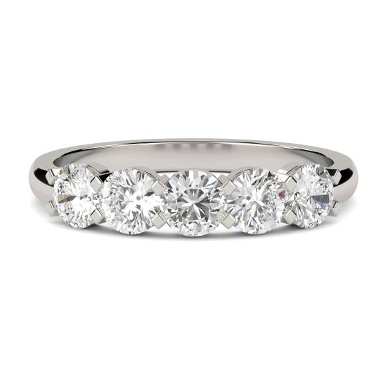 5 Stone Round Diamond Half Eternity Ring
