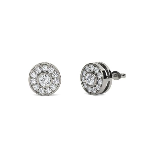 Ohrringe mit rundem Diamanten und einzelnem Halo