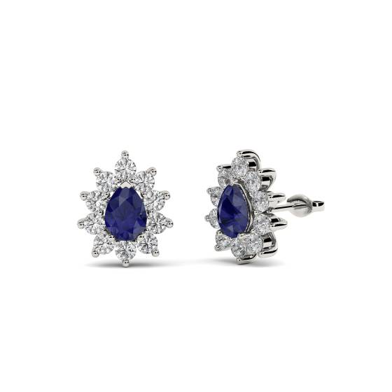 Ohrringe mit blauem Saphir und Diamanten