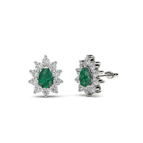 Smaragd- und Diamant-Cluster-Ohrringe