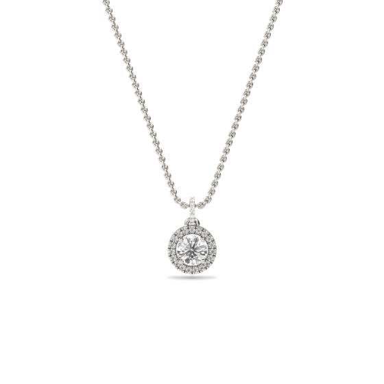 Pavé-gefasster runder Diamant-Anhänger mit Halo-Fassung