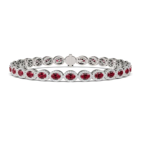 Elegantes Tennisarmband mit Diamanten und Rubinen (12,30 ct).