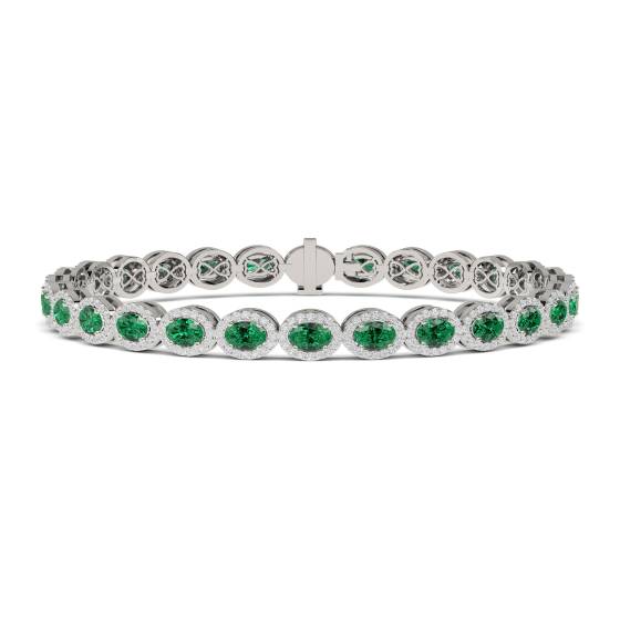 Elegantes Tennisarmband mit 12,30 ct Diamanten und Smaragden