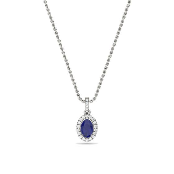 Ovaler Anhänger aus blauem Tansanit und Diamanten (1,60 ct).