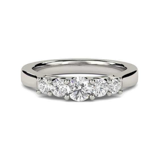 0,33 ct VS/F-G Runder Naturdiamant Fünf-Stein-Ring aus Platin