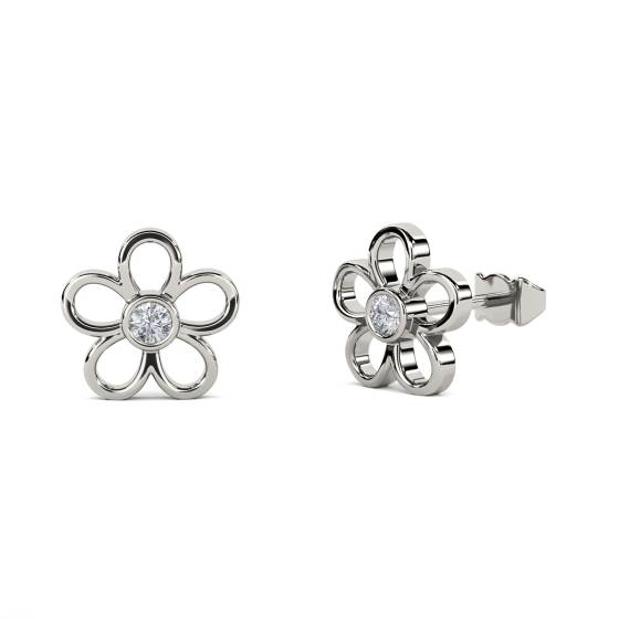 Ohrringe mit blumenförmigem, rundem Diamantbesatz