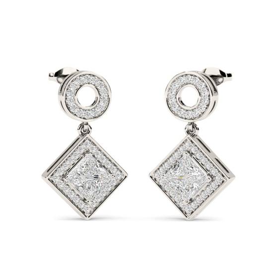 Prinzessinnen-Diamant-Ohrringe mit einzelnem Halo