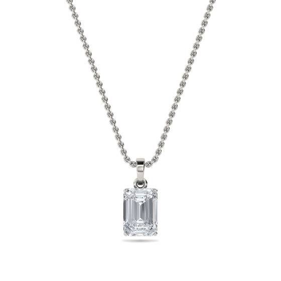 Moderner Smaragd-Diamant-Solitär-Anhänger