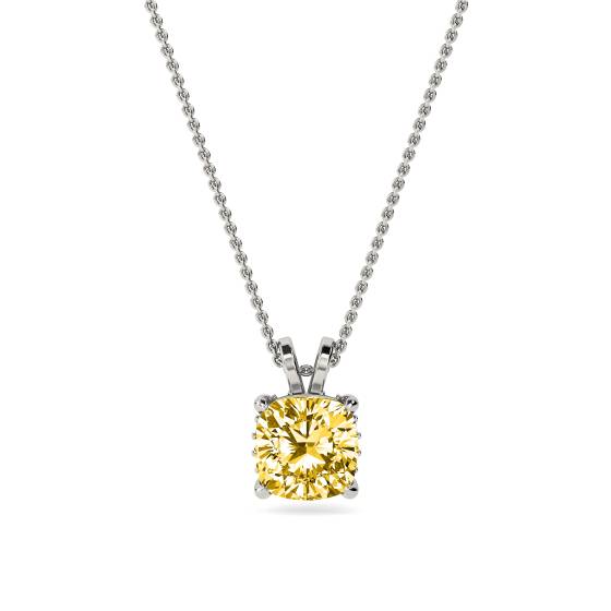 Kissenförmiger gelber Diamant-Solitär-Anhänger