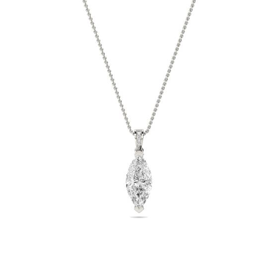 Moderner Solitäranhänger mit Marquise- und Rundschliffdiamanten