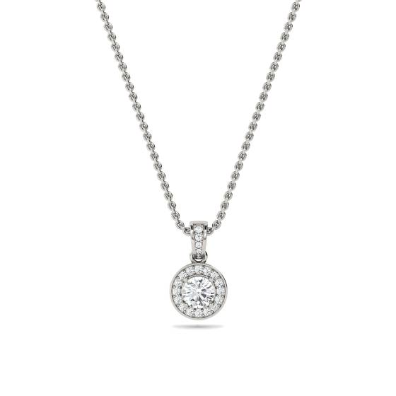 Runder Diamant-Anhänger mit Halo-Fassung