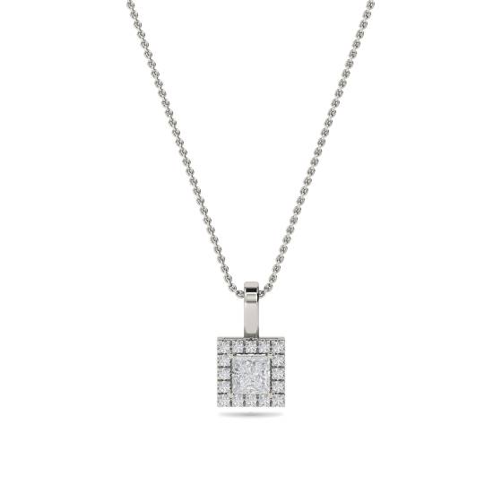 Prinzessin-Diamant-Anhänger mit Halo-Fassung