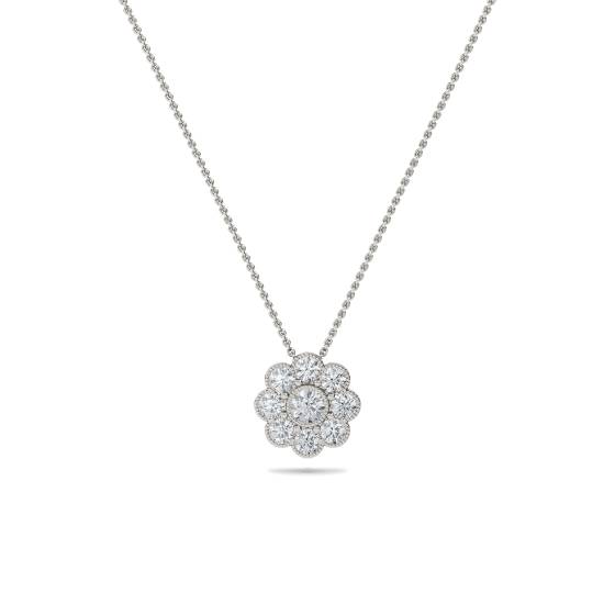 Runder Diamant-Anhänger mit Halo-Fassung