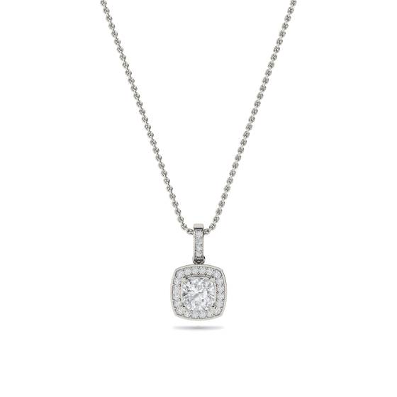 Kissenförmiger Diamant-Anhänger mit Halo-Fassung