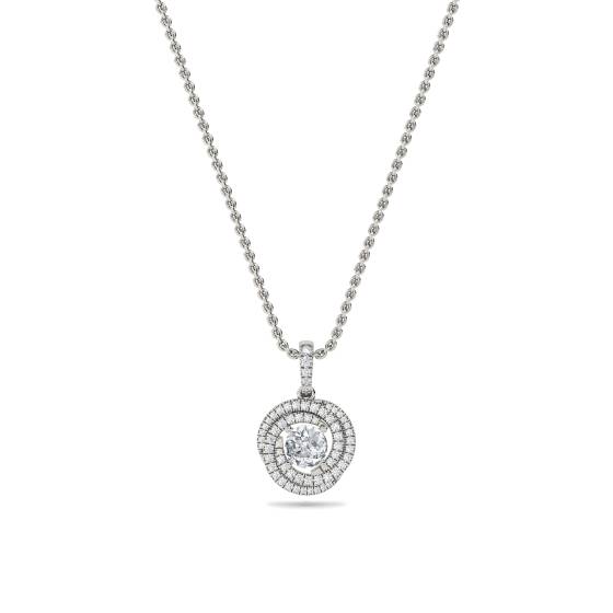 Stilvoller Anhänger mit rundem Diamanten und doppeltem Halo