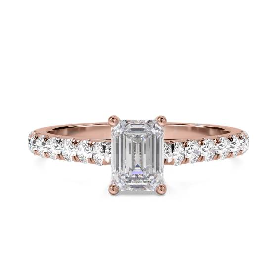 Smaragd-Diamant-Schulter-Set-Ring