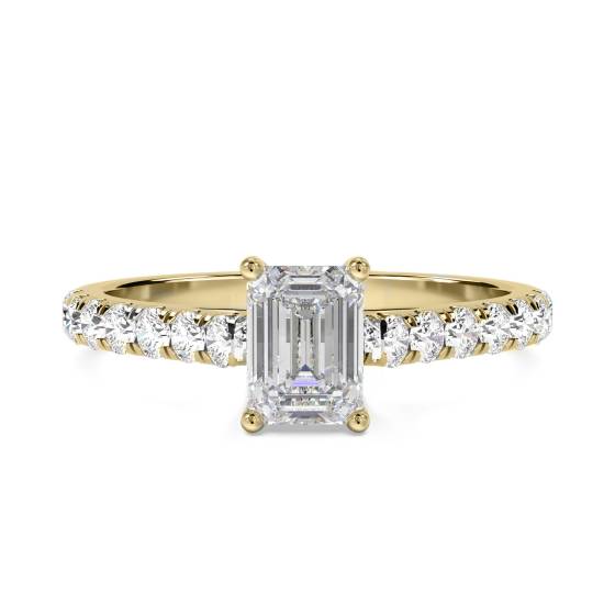 Smaragd-Diamant-Schulter-Set-Ring