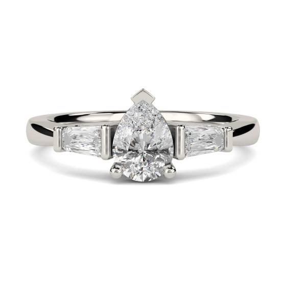 Moderner Trilogie-Ring mit Birnen- und Baguette-Diamanten