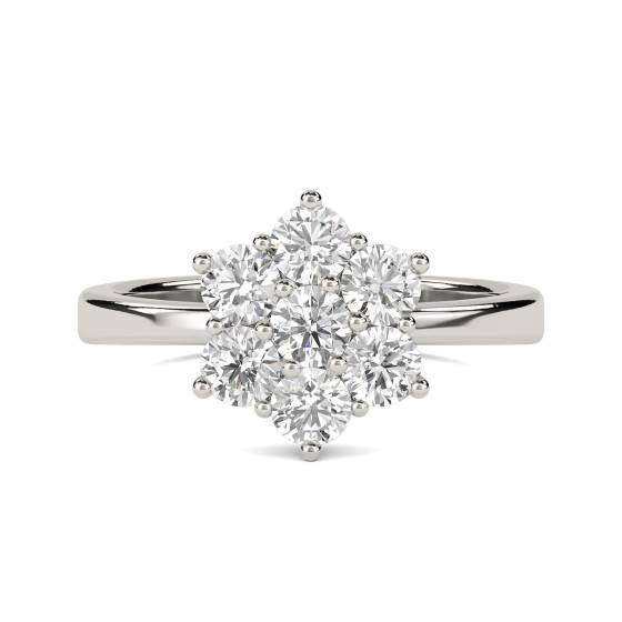 Eleganter Ring mit rundem Diamanten in Blumenform