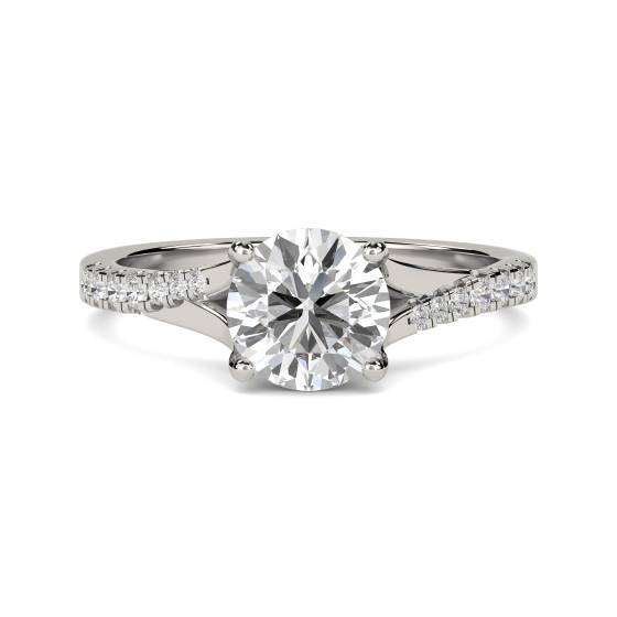 1.00ct VS1/E Natural Round Cut Diamond Shoulder Set Ring in Platinum