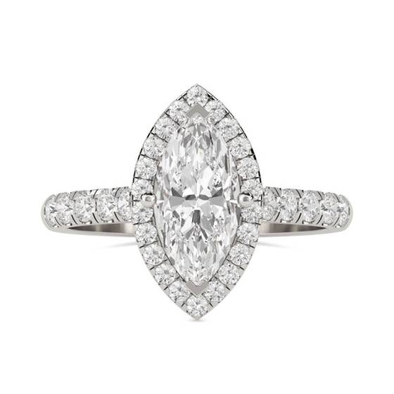 Halo-Ring mit 1,85 ct I1/G Marquise-Naturdiamant