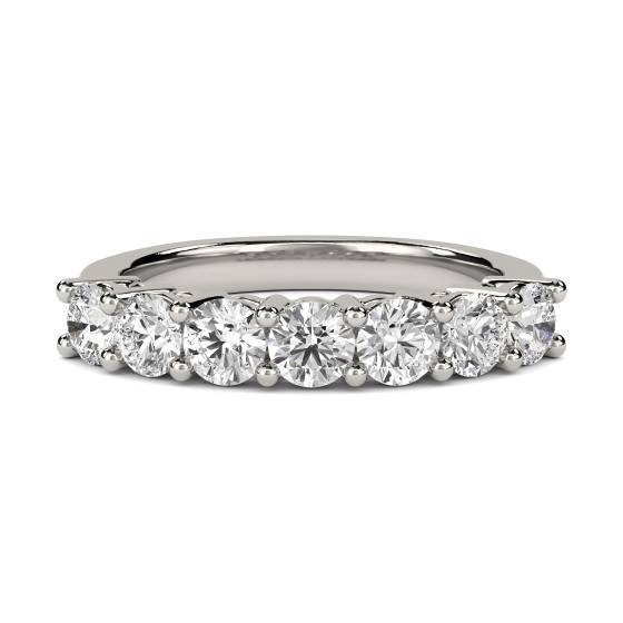0,57 ct VVS/E-F Runder Naturdiamant 7-Stein-Ring