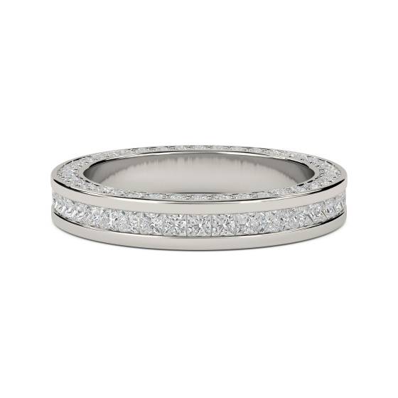 3.20ct VS/D-E Lab Grown Princess Cut Diamond Face Set Full Eternity Ring in Platinum