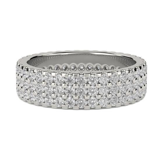 Dreireihiger runder Diamant-Ewigkeitsring