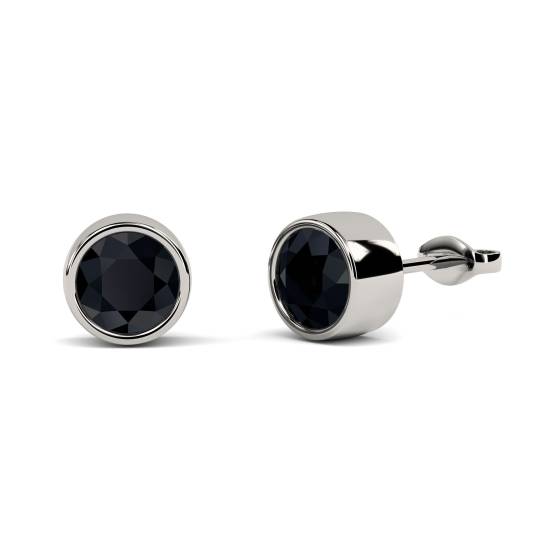 Runde Ohrringe mit schwarzem Diamanten