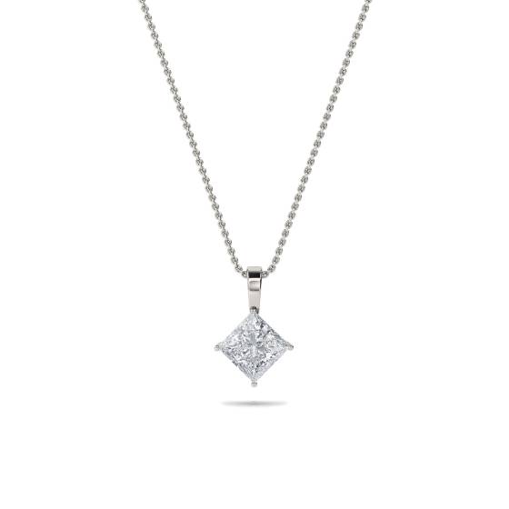 Moderner Prinzess-Diamant-Solitär-Anhänger