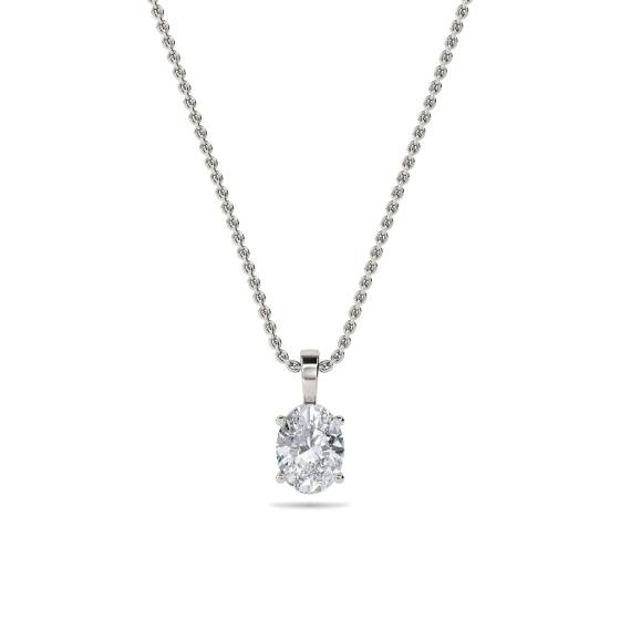 Klassischer ovaler Diamant-Solitär-Anhänger