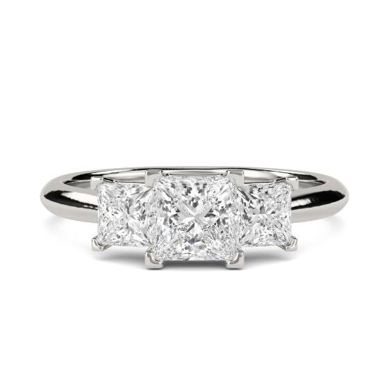 Klassischer Princess-Diamant-Trilogie-Ring