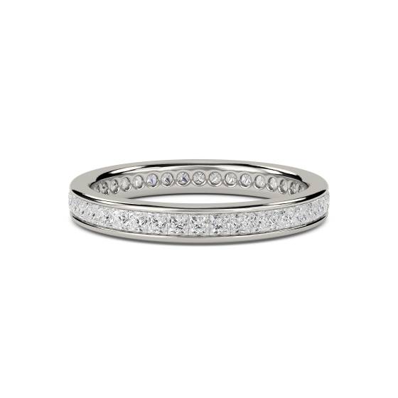 0,75 ct VS/E-F 3 mm Eleganter Prinzess-Naturdiamant-Voll-Ewigkeitsring
