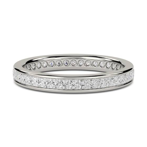 0,75 ct VS/E-F 3 mm Eleganter Prinzess-Naturdiamant-Voll-Ewigkeitsring
