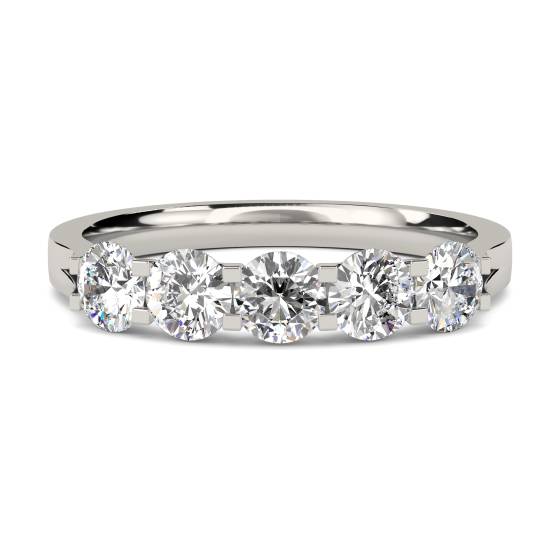 5 Stone Round Diamond Half Eternity Ring