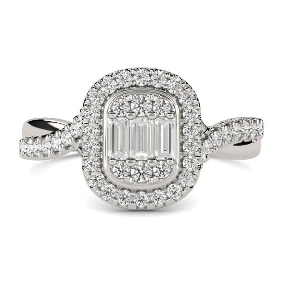Baguette- und Runddiamant-Cluster-Ring