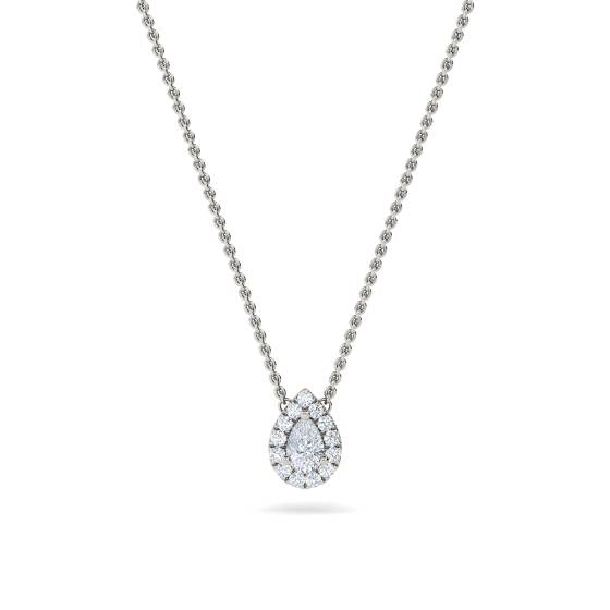 Birnen- und runder Diamant-Halo-Anhänger