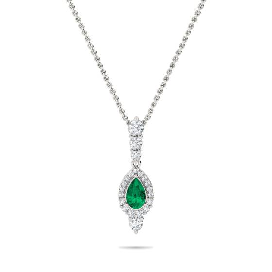 Smaragd-Birnenanhänger (1,40 ct) und Kette