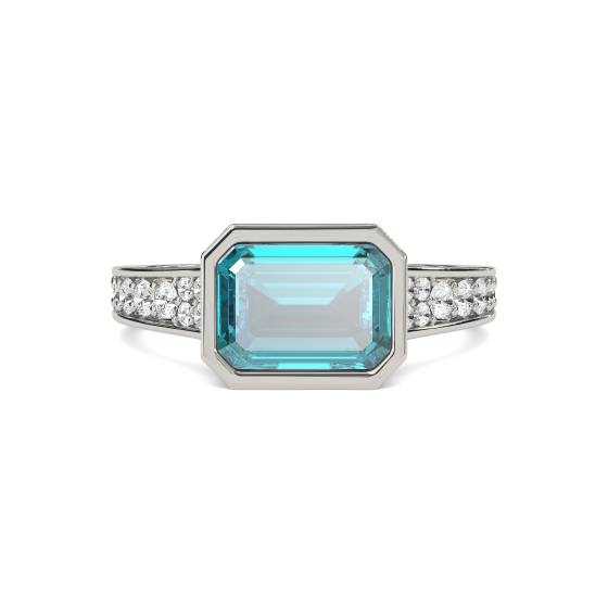 2,30 ct Aquamarin-Ring mit Lünettenfassung