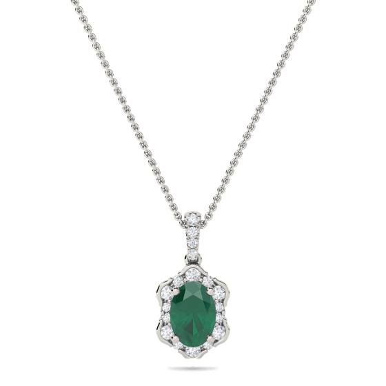 Vintage-Anhänger mit Smaragd (1,45 ct) und Kette