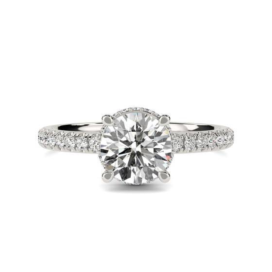 Ring mit 1,30 ct VS2/G rundem Naturdiamanten und verstecktem Halo-Ring