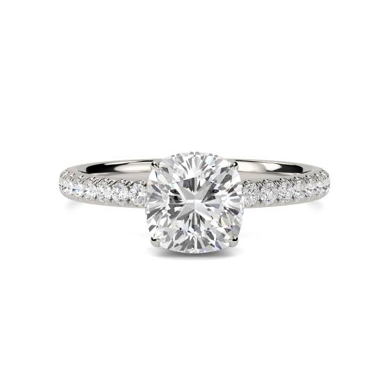 2.04ct VVS1/E Lab Grown Cushion Diamond Double Halo Shoulder Set Ring in Platinum