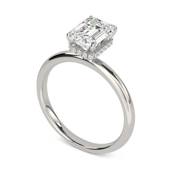 Smaragd-Diamant-Ring mit verstecktem Halo