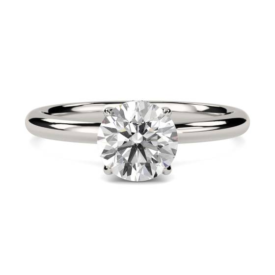 Runder Diamantring mit hohem Fass und verstecktem Halo