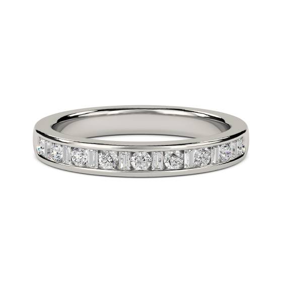 0,33 ct VS/E-F 3 mm Petite Round and Baguette Natural Diamond Eternity Ring