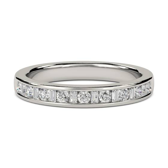 3 mm kleiner runder und Baguette-Diamant-Ewigkeitsring