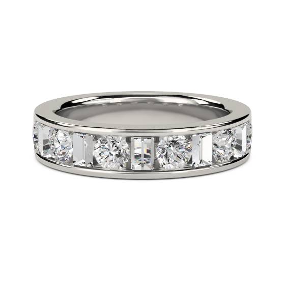 1,00 ct VS/EF Rund- und Baguette-Naturdiamant-Ewigkeitsring
