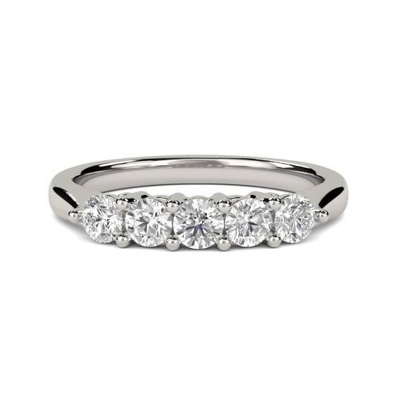 0.50ct VS2/F Natural Round Cut Diamond 5 Stone Ring in Palladium