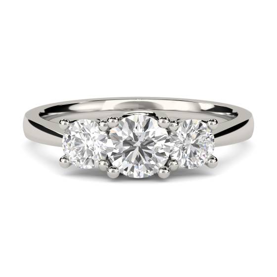Trilogie-Ring mit 0,75 ct SI/F-G rundem Naturdiamanten