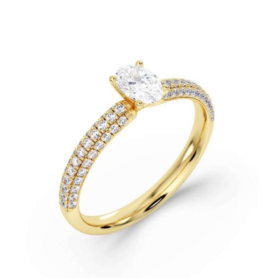 Ring mit ovalem Diamanten an der Schulter